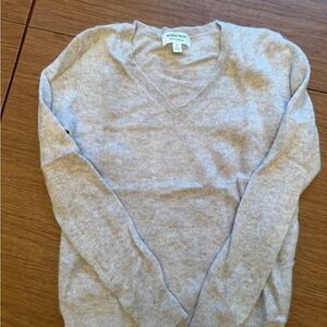 Nordstrom Light Cream Cashmere V-Neck Sweater